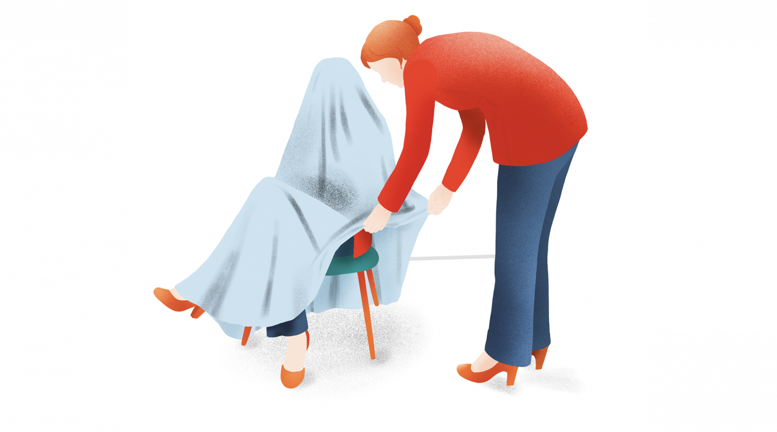Illustratie (kleur) patiënt onder doek met behandelaar